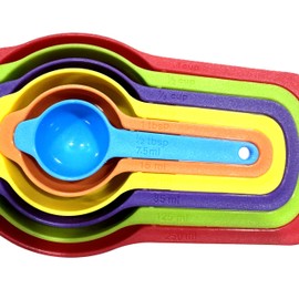 Lylac Homeware Measuring Cup Set, 6-Piece, Rainbow Colours, 7.5/15/60/85/125/250ml 17x9x5.1cm