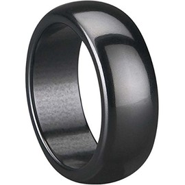 JUDE 8mm Classical Simple Plain Black White Ceramic Ring Wedding Band (Black, O)