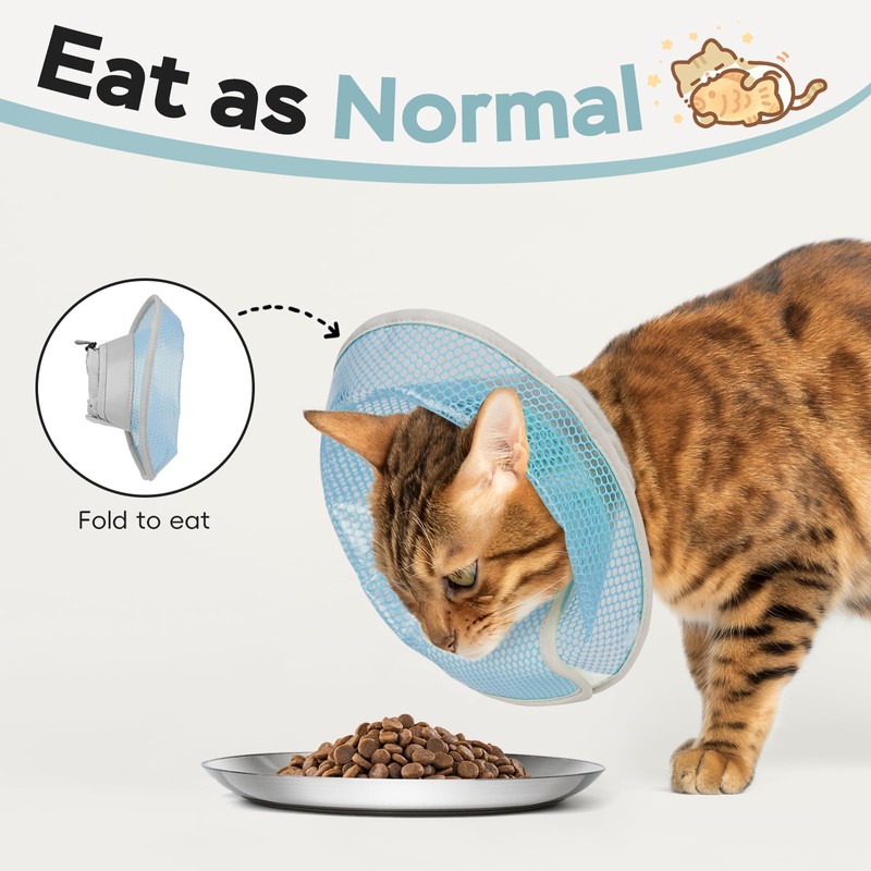 Supet Cat Cone Collar Soft Comfortable Adjustable Waterproof cat recovery