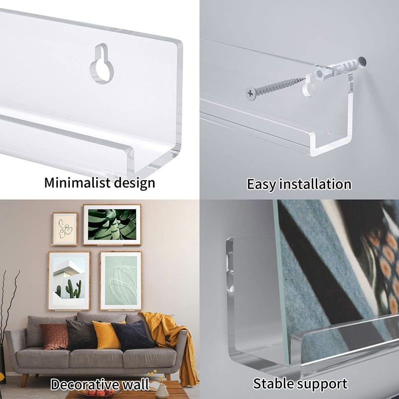 HIIMIEI Acrylic Vinyl Record Wall Mount Shelf, Holder for LP