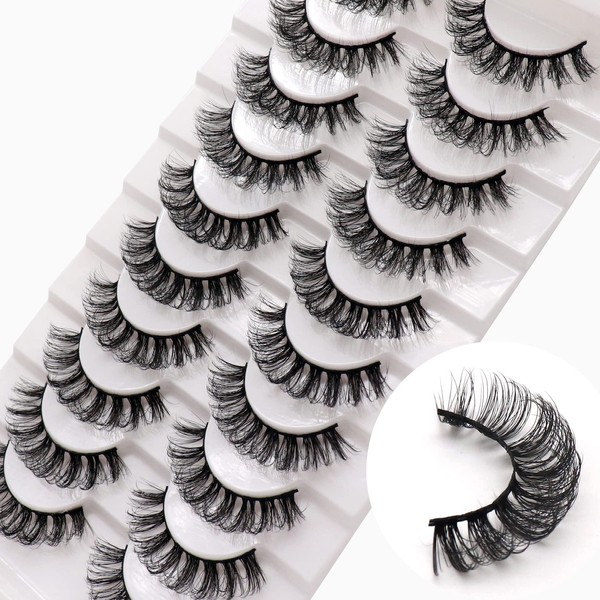 Veleasha Russian Strip Lashes DD Curl False Eyelashes Fluffy Wispy
