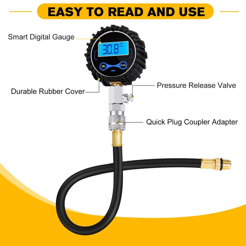BETOOLL 8pcs Compression Tester Automotive - Digital Compression Gauge 0-300PSI