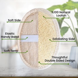 Mineroll Exfoliating Loofah Pad Body Scrubber, 100% Natural Luffa and Terry Cloth Materials, Loofah Sponge Scrubber Body Glove, Bath Sponge for Men and Women’s SPA, Shower Body Massage for Cellulite