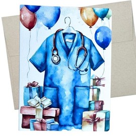 Whitman and Daughter Doctor Appreciation Card, Nurse Graduation Card (1 Premium Folded Card, Blank Inside, 5X7 Inch) medical school graduation, thank you note, nurses birthday - 848