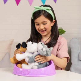 Pucci Pups 3 Cuddly Toy Dog Pug, Maltese and Schnauzer in Dog Bed with Accessories - Plush Toy Puppy Set Adopt-a-Pup - Toy for Children from 2 Years