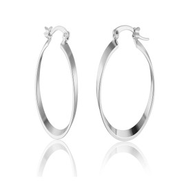 Earrings 925 Silver Hoop Earrings for Women, Golden Hoop Earrings, Small Hypoallergenic Oval Earrings for Women, Gift, White Gold