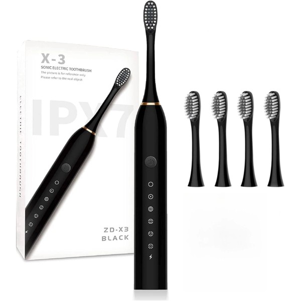 Unbranded Electric Toothbrush Sonic Toothbrush USB Rechargeable 4 Heads 6