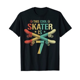 7th Birthday Skateboard Boy 7 Year Old Skater Gift T-Shirt