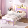 Weehom Twin Bed Frames with 2 Tiers Wood Storage Shelves