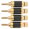 4Pcs Banana Plug Brass Gold Plated Black Carbon Fiber Shell