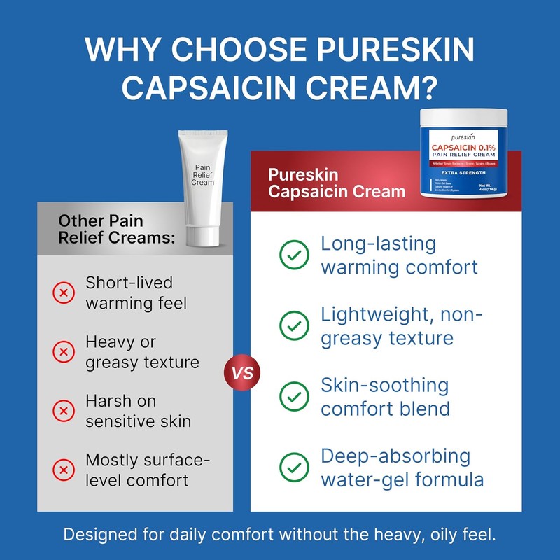 PURESKIN Capsaicin Cream Extra Strength: 0.1% Capsaicin Neuropathy Cream for