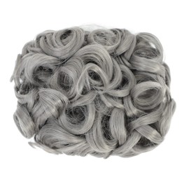 SWACC Short Messy Curly Dish Hair Bun Extension Easy Stretch hair Combs Clip in Ponytail Extension Scrunchie Chignon Tray Ponytail Hairpieces (Grey)