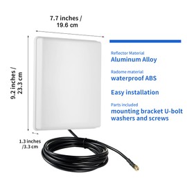 Antena de panel direccional de largo alcance de 15 dBi WiFi de doble banda 2.4 GHz, 5 GHz, 5,8 GHz, con cable de 10 pies, para enrutador WiFi, tarjeta de red inalámbrica, cámara IP de seguridad,