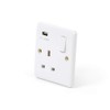 Lieber Silk White 1 Gang Single USB Plug Socket -