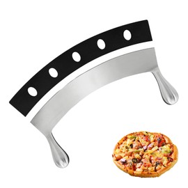 AMONENZ Pizza Schneider, 30 cm Pizzaschneider mit Griff, Edelstahl Pizzamesser Wiegemesser, mit Speziellem Schutzschild, zum Schneiden von Kuchen, Brot und Gebäck