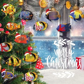 Bucherry 24 Pcs Fish Ornament for Christmas Tree Fish Gift Fish Gifts Fish Ornament Hanging Christmas Fish Ornament Fit for Christmas Holiday Party Supplies