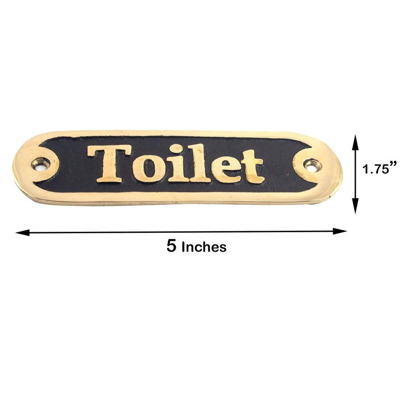 Calyron Brass Bathroom Toilet Door Sign Casted Gold/Black Handmade Plaques
