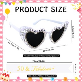 50th Birthday Decorations, Birthday Sash & Birthday Glasses for Women 50th Birthday Gifts for Her 50 and Fabulous Birthday Decorations Party Favors for Women