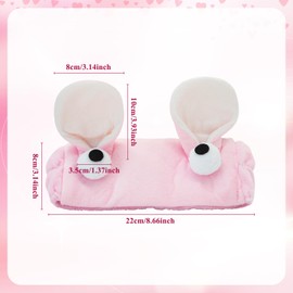 CHEERYMAGIC Face Wash Headband Pink Bunny Ears Hair Bands Funny Cute Makeup Headbands Coral Fleece Elastic Headband for Women Girls, Washing Face Shower Sports Beauty Skincare A11TFG