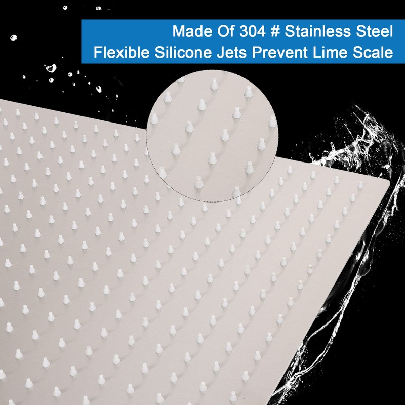 HarJue Shower Head with Extension Arm, High Pressure Square with