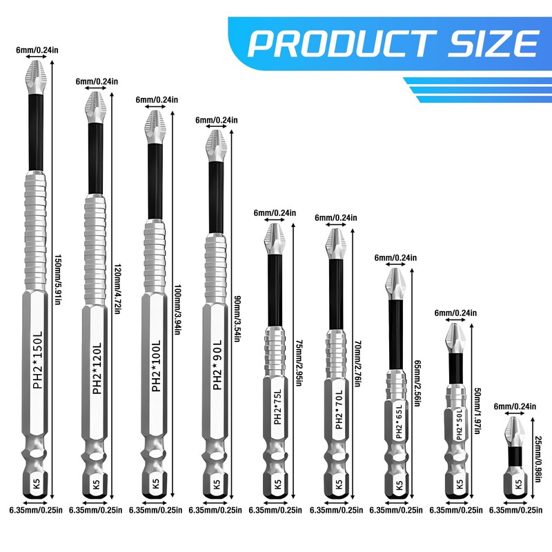 SPOKKI 11 Pcs 25~150L High Magnetic Drill Bit Set, Anti-Slip
