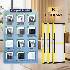 FLT4825 Replacement Filter B Fit for Germ Guardian Air Purifier, ac4825e Replacement Filter Fit for ac4825 AC4825 AC4300 AC4900 AC4825DLX AC4850 CDAP4500 AP2200, 3 True HEPA + 6 Carbon Filters