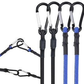 24inch Bungee Cords with Hook，4 Pack Bungee Cords with Carabiner Aluminum Alloy， Bungee Cords Heavy Duty Outdoor，Extra Strong Elastic Rope with Carabiner Hooks for Tent, Camping, Tarps, Bike,Rack