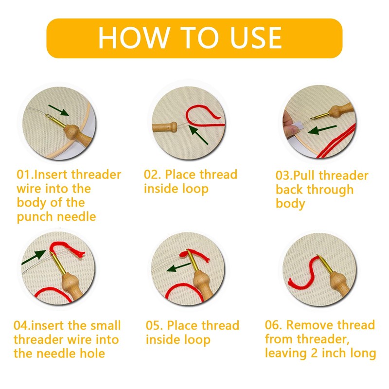 2Pcs Ergonomic Embroidery Punch Needles DIY Craft Stitching Punch Needle