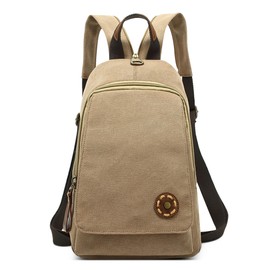 DEEVORCA Vintage Women Backpack Daily Casual Anti-theft Chest Bag Canvas Shoulder Bags Work Travel Shopping Sling Bag Crossbody Small Dayback Women's Backpack Handbag Khaki