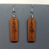 Redwood Earrings - Engraved Tree Rectangle Wood Earrings - California