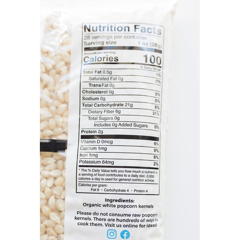 Preferred Popcorn Organic White Popcorn, 28 Ounce Bag, Pack of
