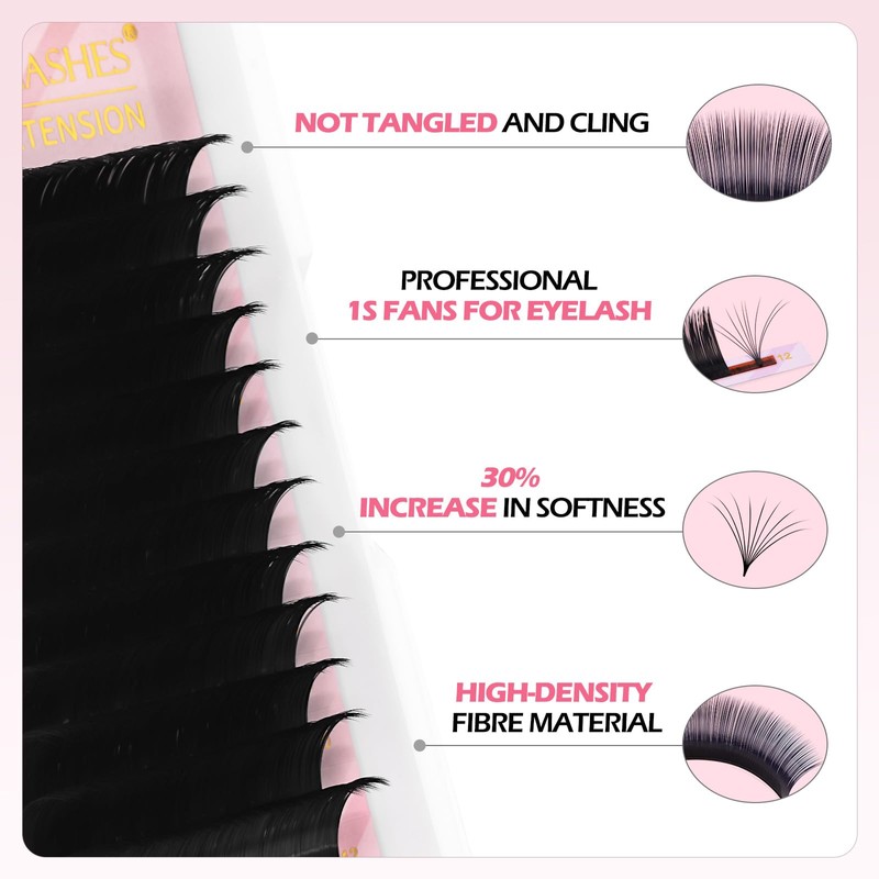 Arison Lashes Easy Fan Lashes, 0.05 D Curl, 10 mm