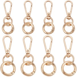SOFPLATE 1 Box 8 Sets Double Opening Swivel Snap Hooks Key Chain Swivel Hooks Alloy Gold Round Spring Gate Rings Metal Clasps Buckles Clips Findings for DIY Making Keychains Lanyard Purses Crafts