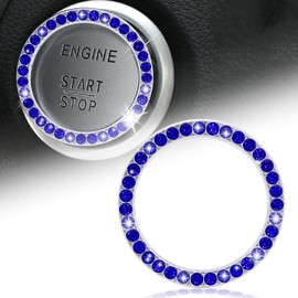 x xotic tech Car Engine Start Stop Push Button Decoration Ring, Crystal Rhinestone Car Interior Accessories Valentines Day Gifts for Women, Key Ignition & Knob Bling Cover/Sticker, Blue