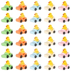 30pcs Miniature Duck Figures, Resin Mini Duck Cute Tiny Duckies in a Car Miniature Decorations Small Car Ducks for Home Office Dollhouse Landscape Decor Festive Gift (5 Colour)