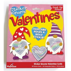 Playhouse Sweet Gnome Heart Sticker 28 Card Super Valentine Exchange Pack for Kids
