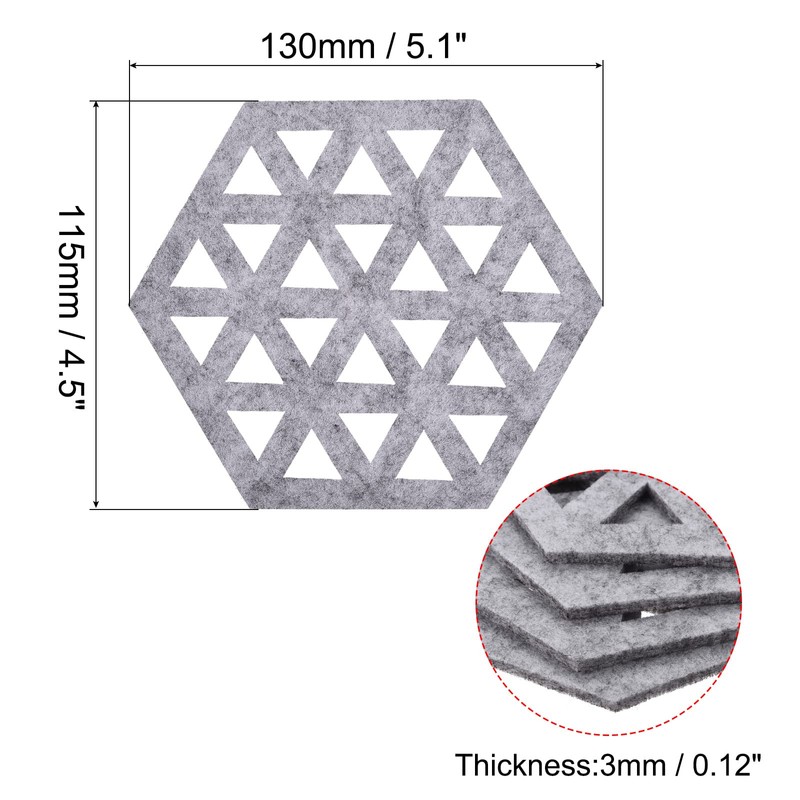 sourcing map Felt Coasters, 4pcs Hexagonal Pad Coaster for Drink