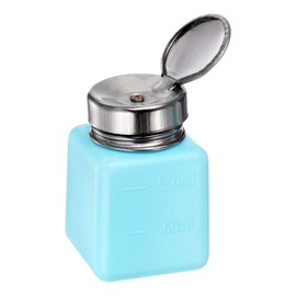 HARFINGTON Solvent Alcohol Dispensers 120ml(4oz) Push Down Liquid Dispenser Pump Bottle with Sealing Stainless Steel Lid for Acetone Cleanser Polish Remover, Blue