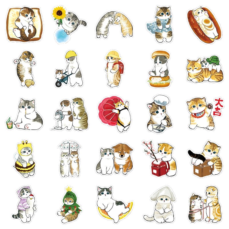 Cute set of 50 character stickers, DIY collection, diary, suitcase,