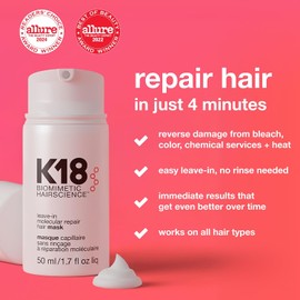 K18 Hair - Mascarilla capilar reparadora molecular Leave-In, máscara unisex, 1.7 oz