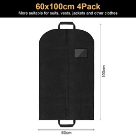 Vicloon Pack of 4 Garment Bags, Suit Protective Cover, Dustproof Garment Bags, High-Quality Suit Transport Bag, Breathable Suit Bag for Suit Jackets and Dress Storage, Clothes Cover (60 x 100 cm)