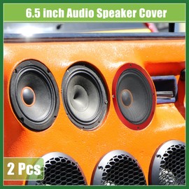 Motoforti 6.5" Car Speaker Grille Cover Mesh Round W/Screws Red Black - 2 Pcs Long-lasting
