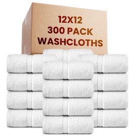 belem Luxury Bulk Washcloths - 300 Pieces 12x12 Washcloth Bulk - 100% Combed Cotton - Hypoallergenic Face Towels for Hotels, Spa, Kitchen and Bathroom