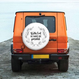 Religious Poster Spare Tire Cover 15 inch Wheel with God Everything is Possible Protectors Weatherproof Universal for Trailer Tire Cover Rv SUV Truck Camper Travel Trailer