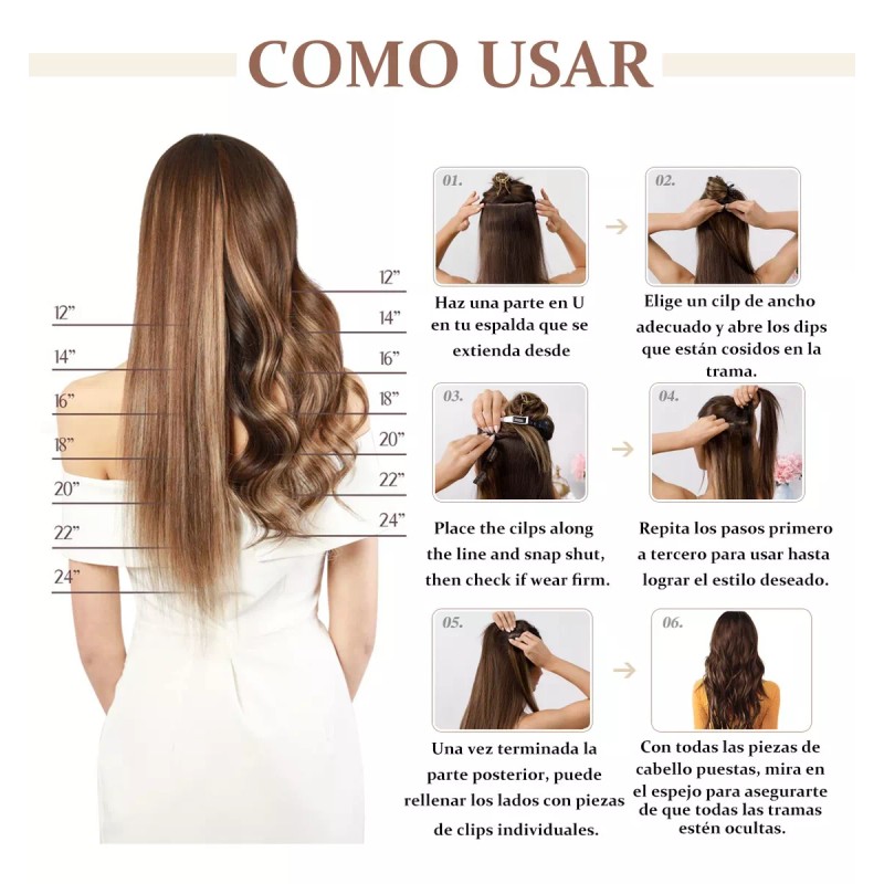 Felendy Clip En Extensiones De Cabello 8 Piezas De Cabeza