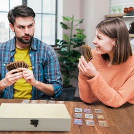 Wooden Index Box with Lid, A8 Card Storage Box, Wooden Flashcard Box, Vocabulary Box for Office, Schools and Home