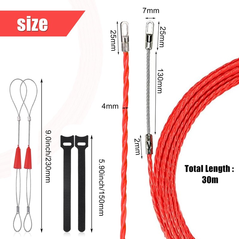Lakigoes Cable Retraction Aid 30 m, Retractable Spiral Φ4.5 mm