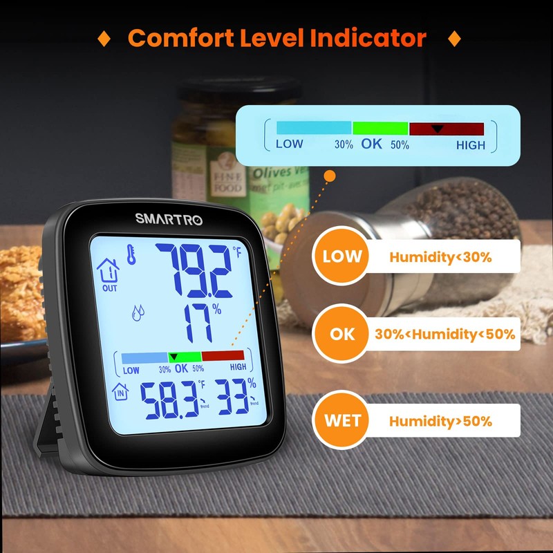 SMARTRO SC92 Professional Indoor Outdoor Thermometer Wireless Digital Hygrometer Room
