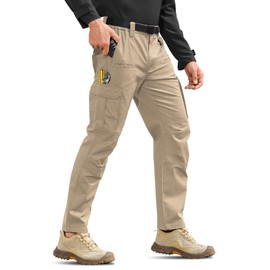 MOURCE Mens Tactical Cargo Pants, Water Resistant Ripstop Durable Work Pants, Outdoor Breathable Hiking Pants Khaki