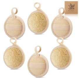 Exfoliating Loofah Sponge Pads Face loofa Brush 6 Pack 3.15 inches Made of 100% Natural Luffa body and Facial Scrub Pad Personal Care Close Skin for Men and Women for Bath Spa and Shower